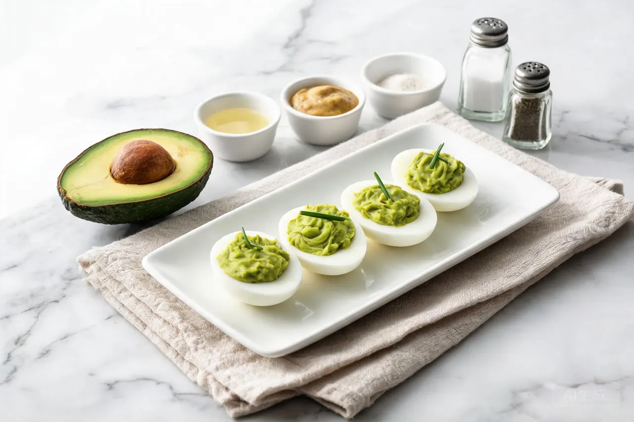 Avocado Deviled Eggs - 140 calorie snack