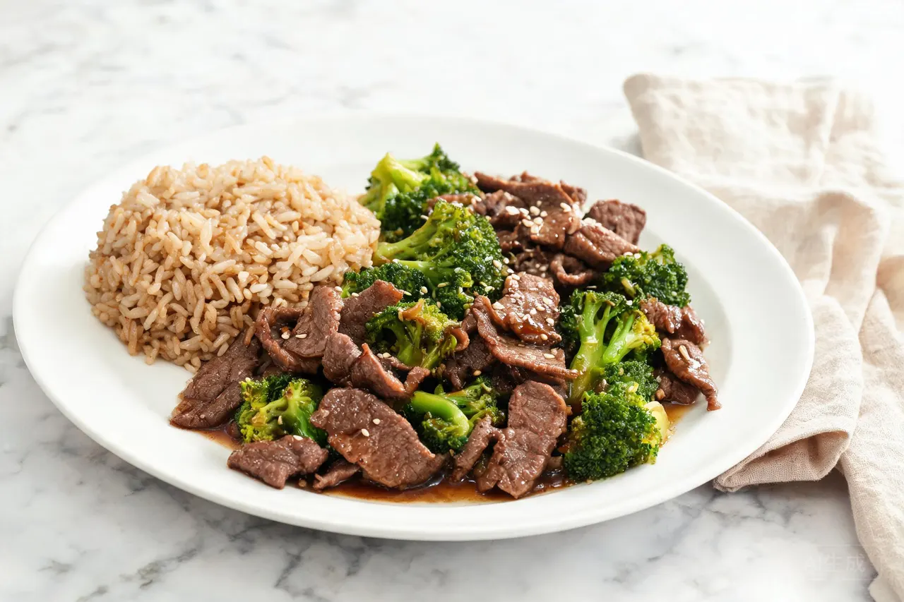 Beef and Broccoli with Rice - 480 calorie dinner