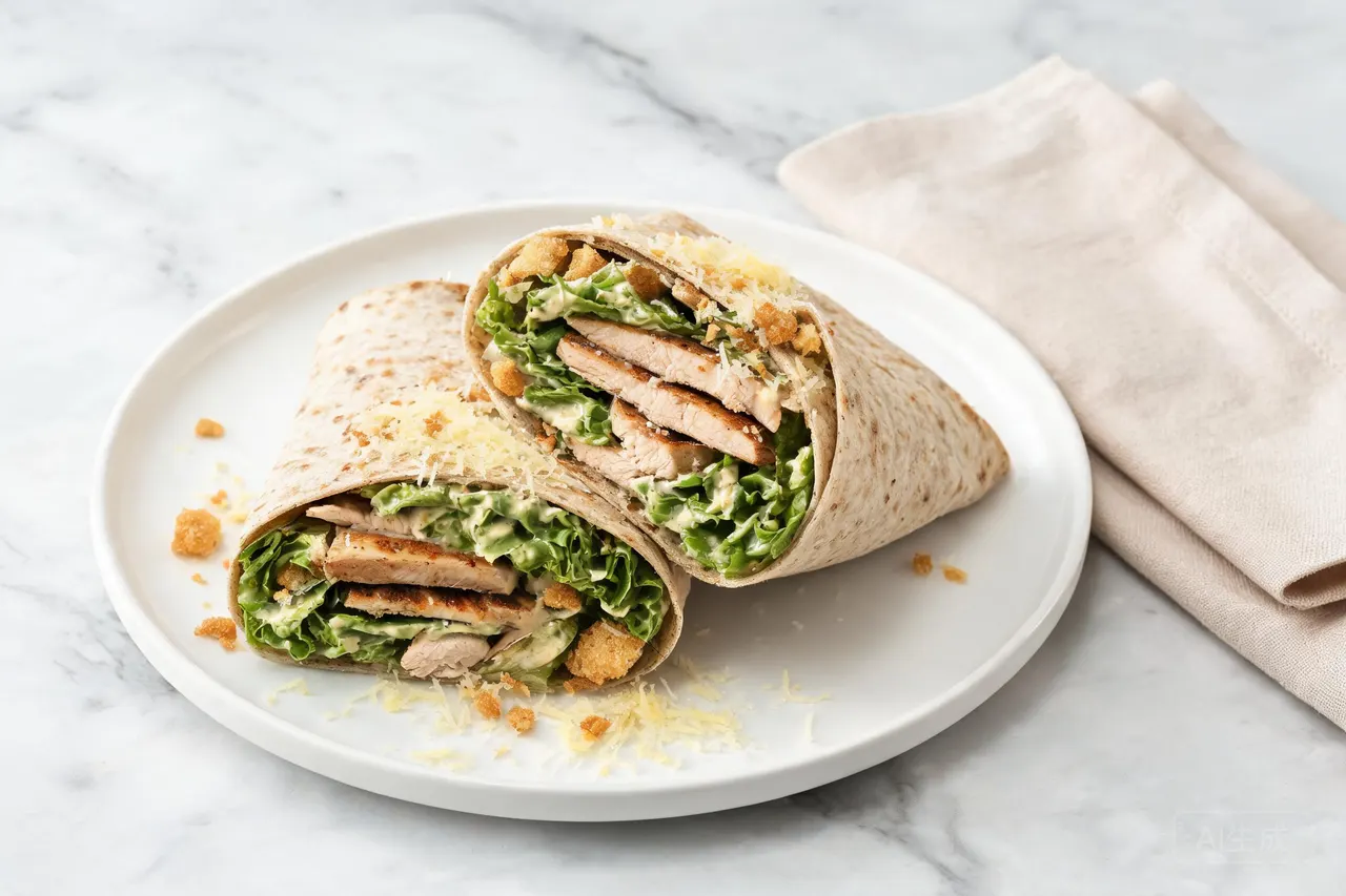 Chicken Caesar Wrap (430 Calories, 35g Protein) - 430 calorie lunch