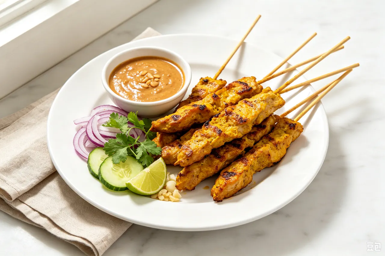 Chicken Satay Skewers with Peanut Sauce - 330 calorie dinner