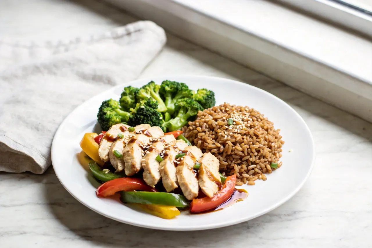 Chicken Stir-Fry with Brown Rice - 450 calorie dinner