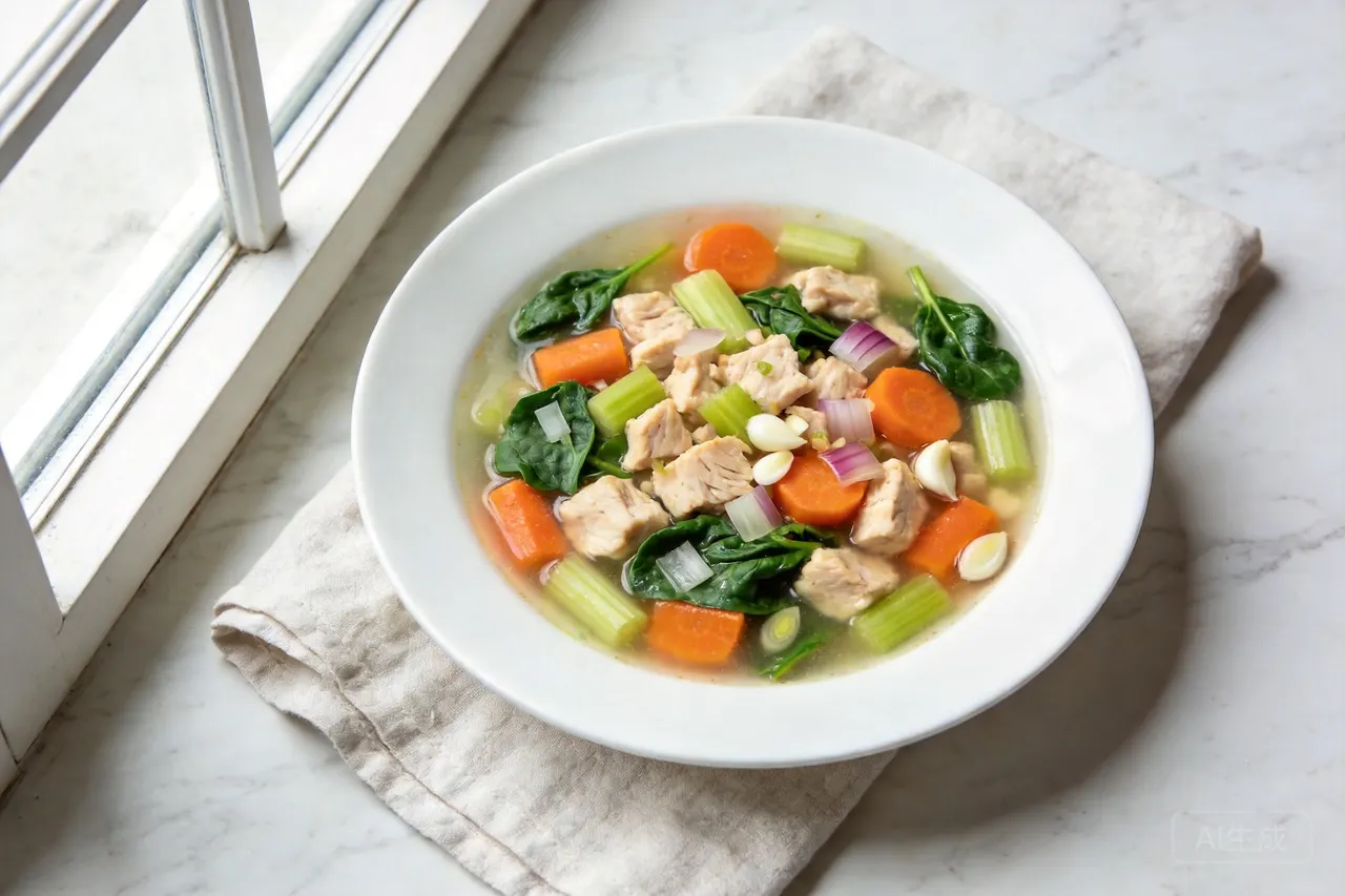 Chicken Vegetable Soup - 220 calorie dinner