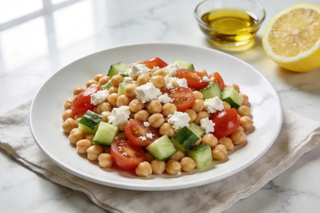 Mediterranean Chickpea Salad - 340 calorie lunch