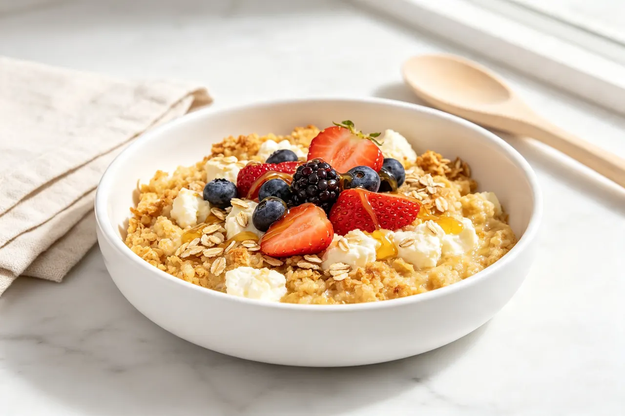 Cottage Cheese Baked Oats - 350 calorie breakfast