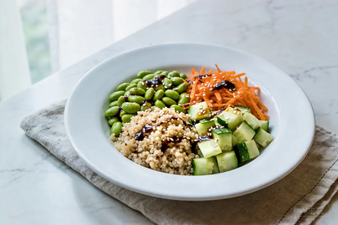 Edamame Quinoa Salad - 380 calorie lunch