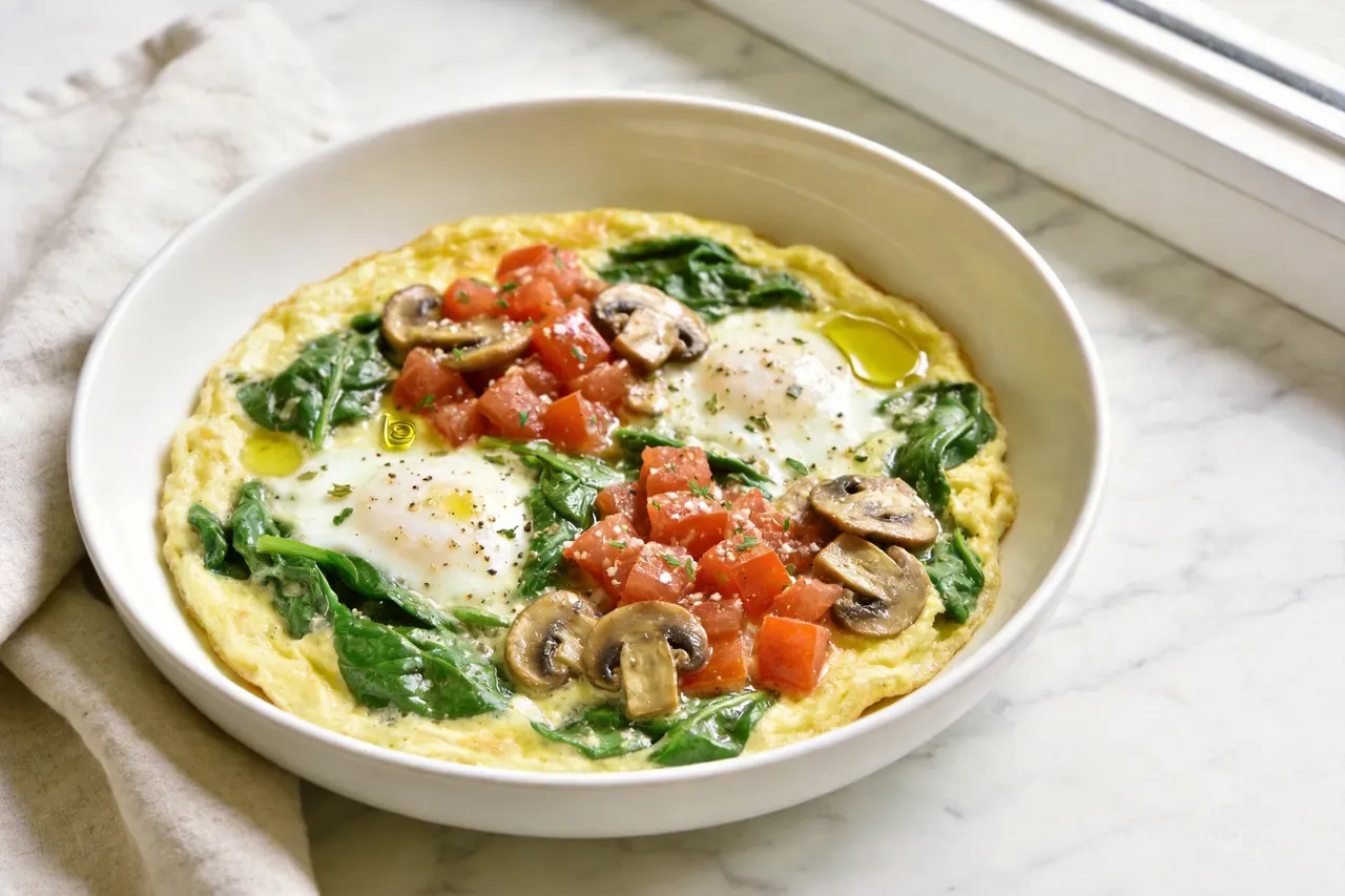 Veggie Egg White Omelette - 180 calorie breakfast