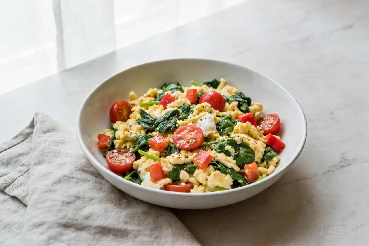 Egg White Veggie Scramble - 180 calorie breakfast