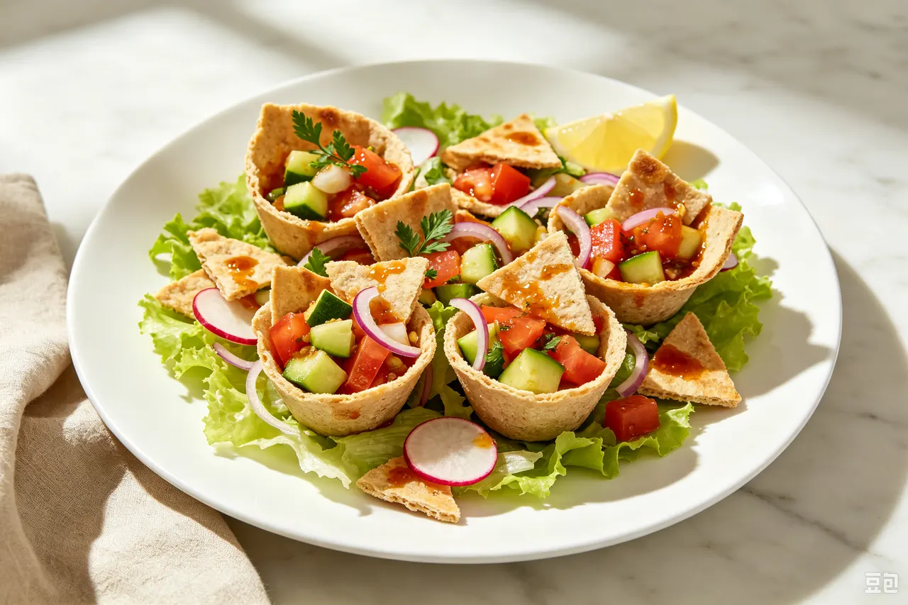 Fattoush Salad with Sumac Dressing - 320 calorie lunch