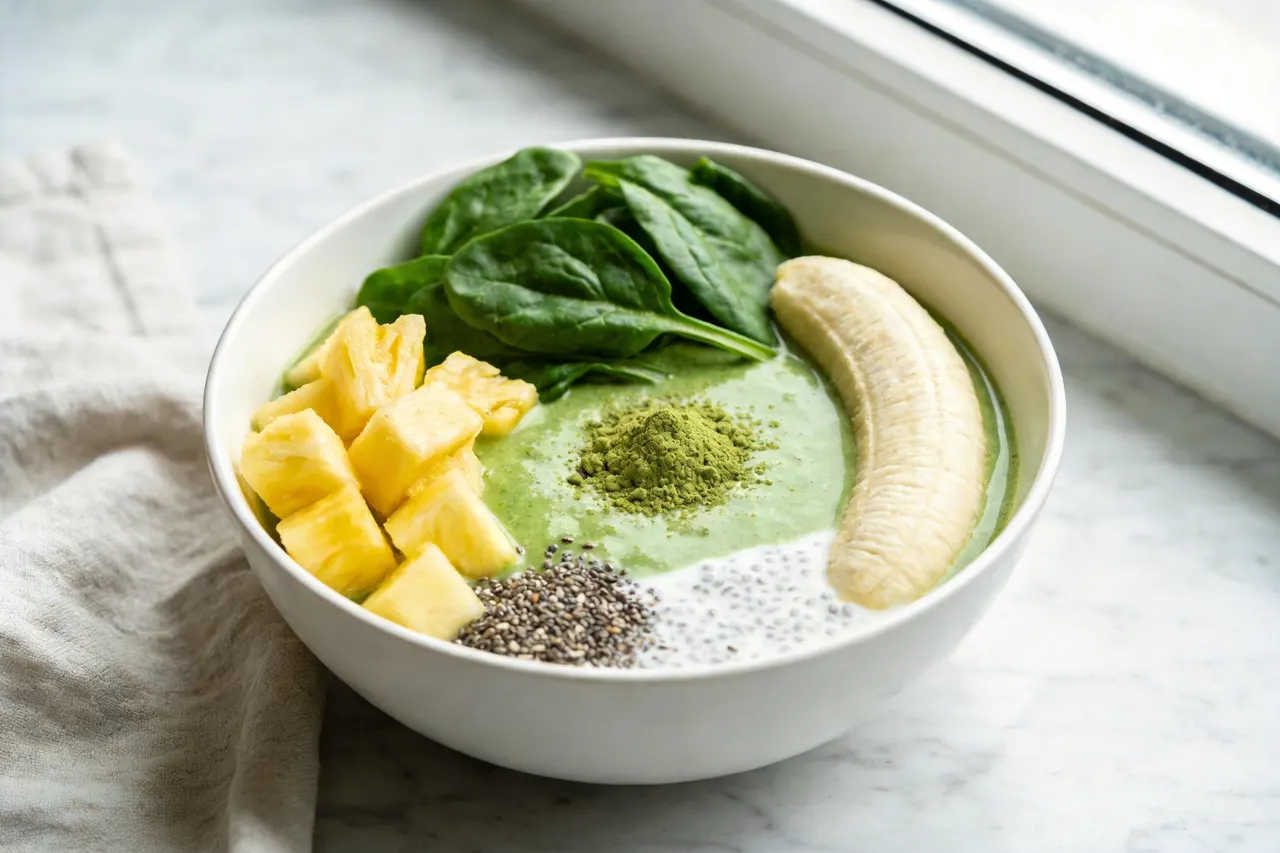 Green Tea Spinach Smoothie - 150 calorie breakfast