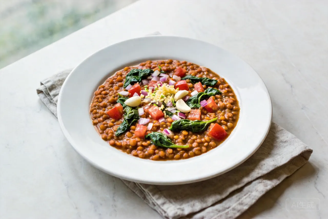 Lentil Curry with Spinach - 380 calorie dinner