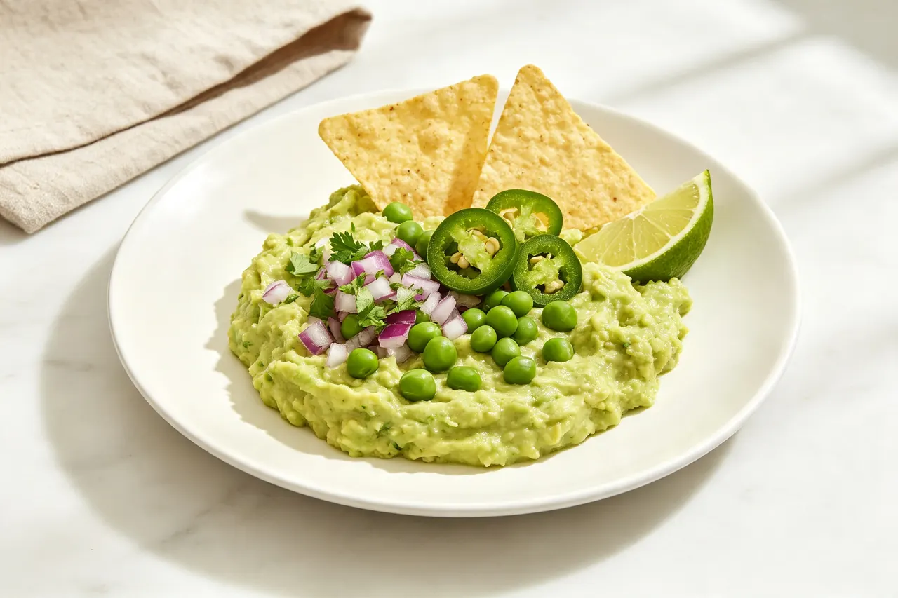 Light Guacamole with Peas - 80 calorie snack