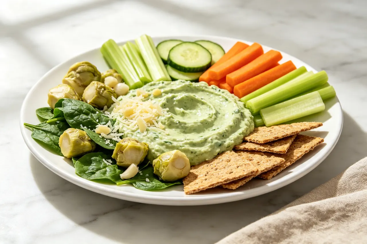 Low Calorie Spinach Artichoke Dip - 120 calorie snack
