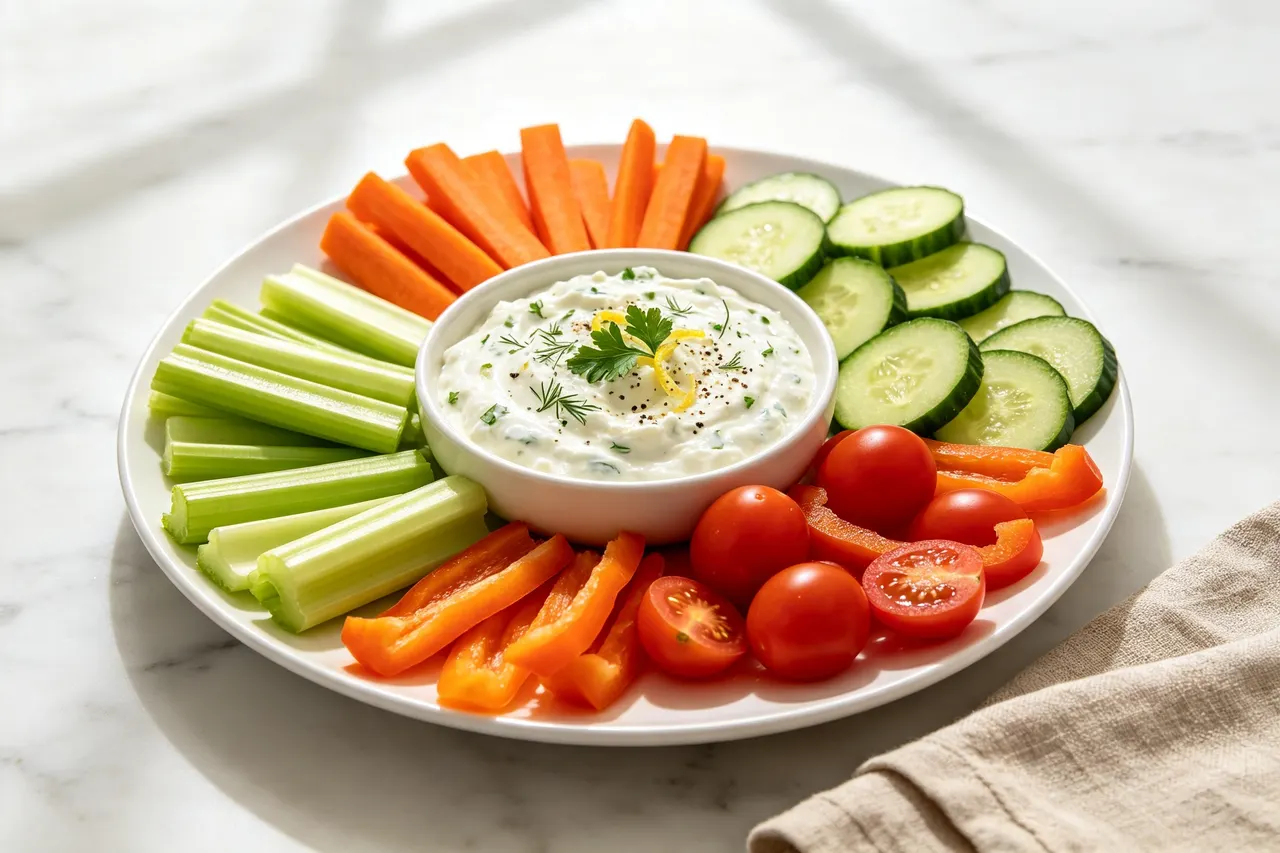 Greek Yogurt Veggie Dip (Hidden Valley Style) - 40 calorie snack