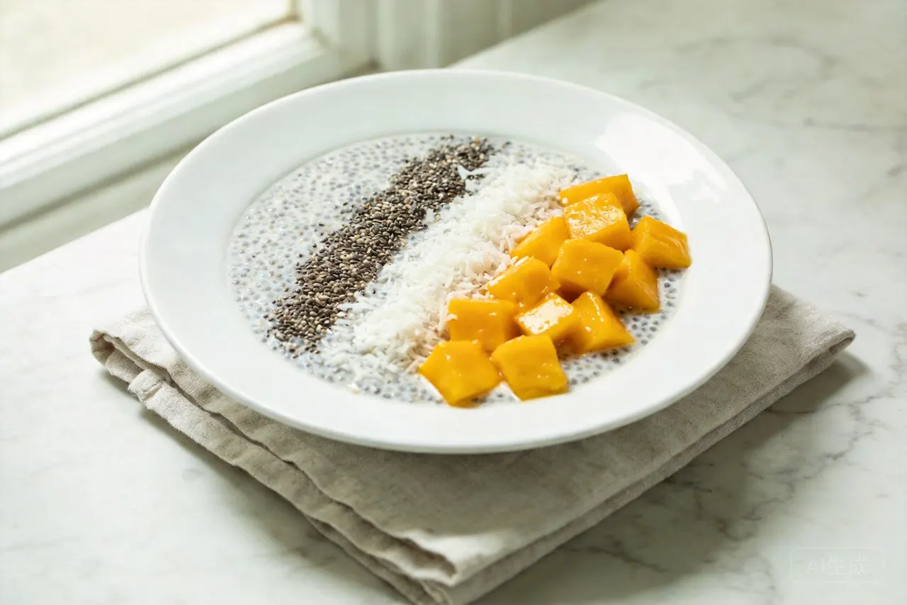 Mango Coconut Chia Pudding - 220 calorie dessert