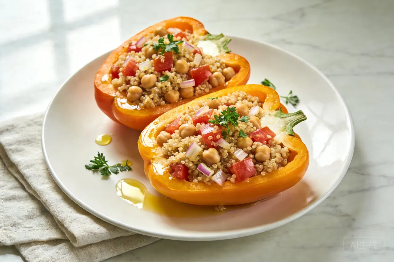Mediterranean Stuffed Bell Peppers - 380 calorie dinner