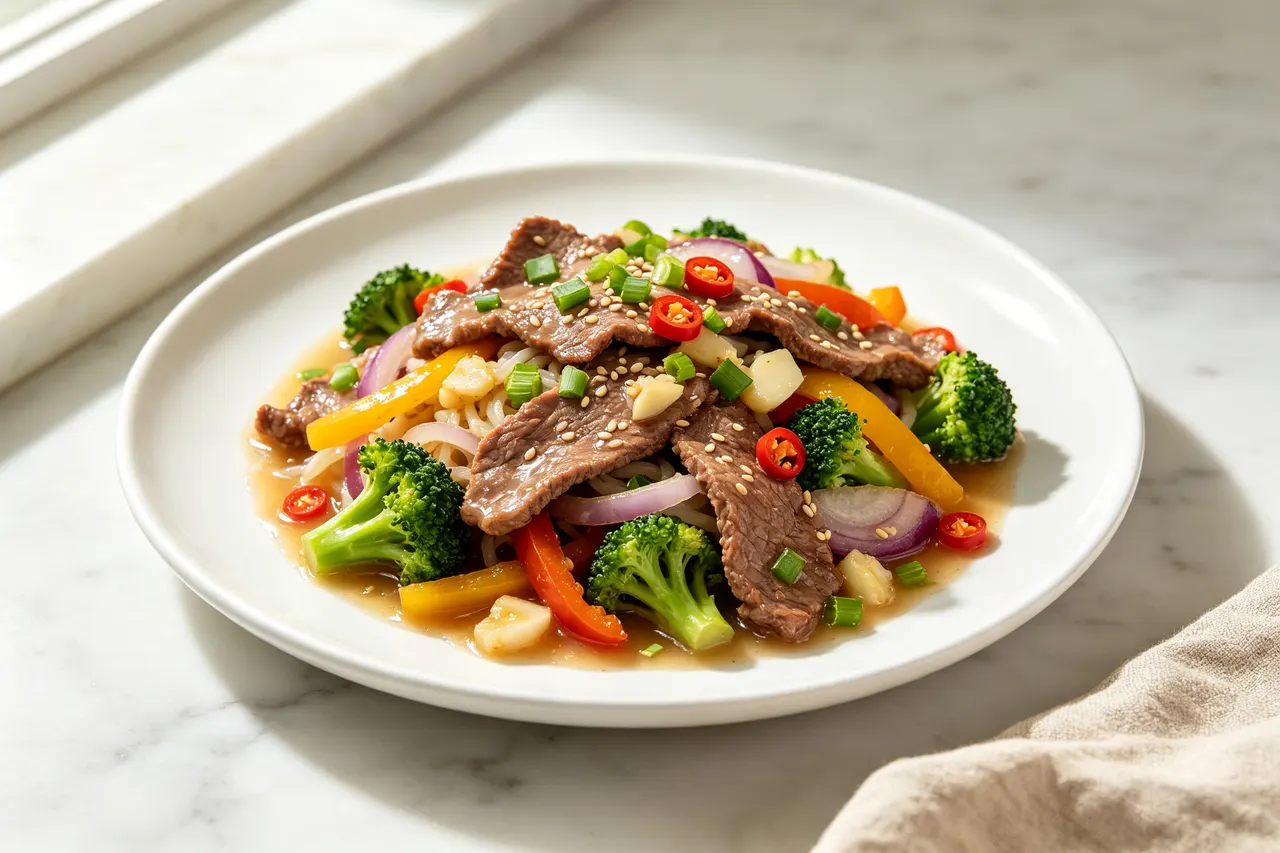 Paleo Beef Stir-Fry with Coconut Aminos - 380 calorie dinner