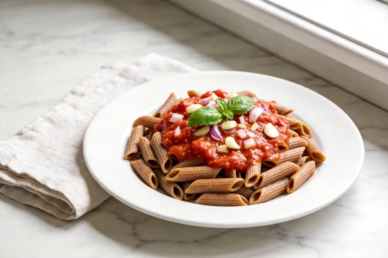 Whole Wheat Pasta with Marinara - 380 calorie dinner