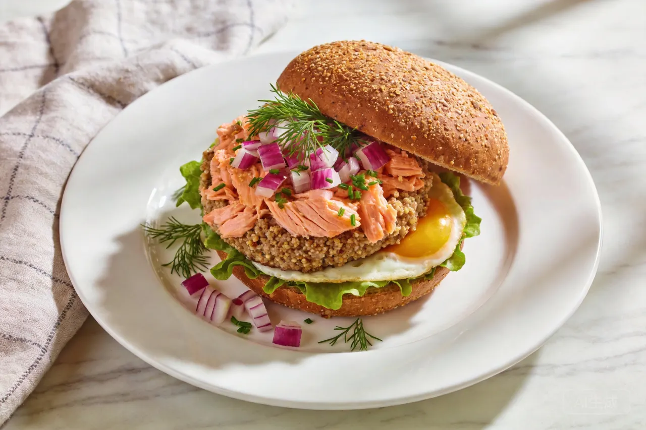 Salmon Burgers - 550 calorie dinner