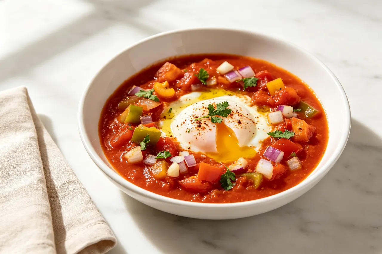 Shakshuka (Middle Eastern Eggs in Spiced Tomato) - 280 calorie breakfast