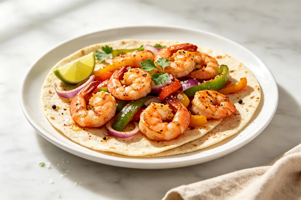 Sheet Pan Shrimp Fajitas - 340 calorie dinner