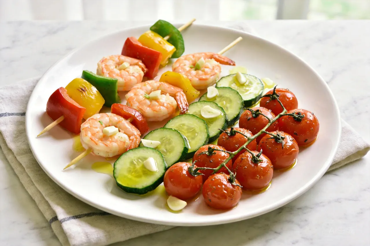 Shrimp and Vegetable Skewers - 250 calorie dinner