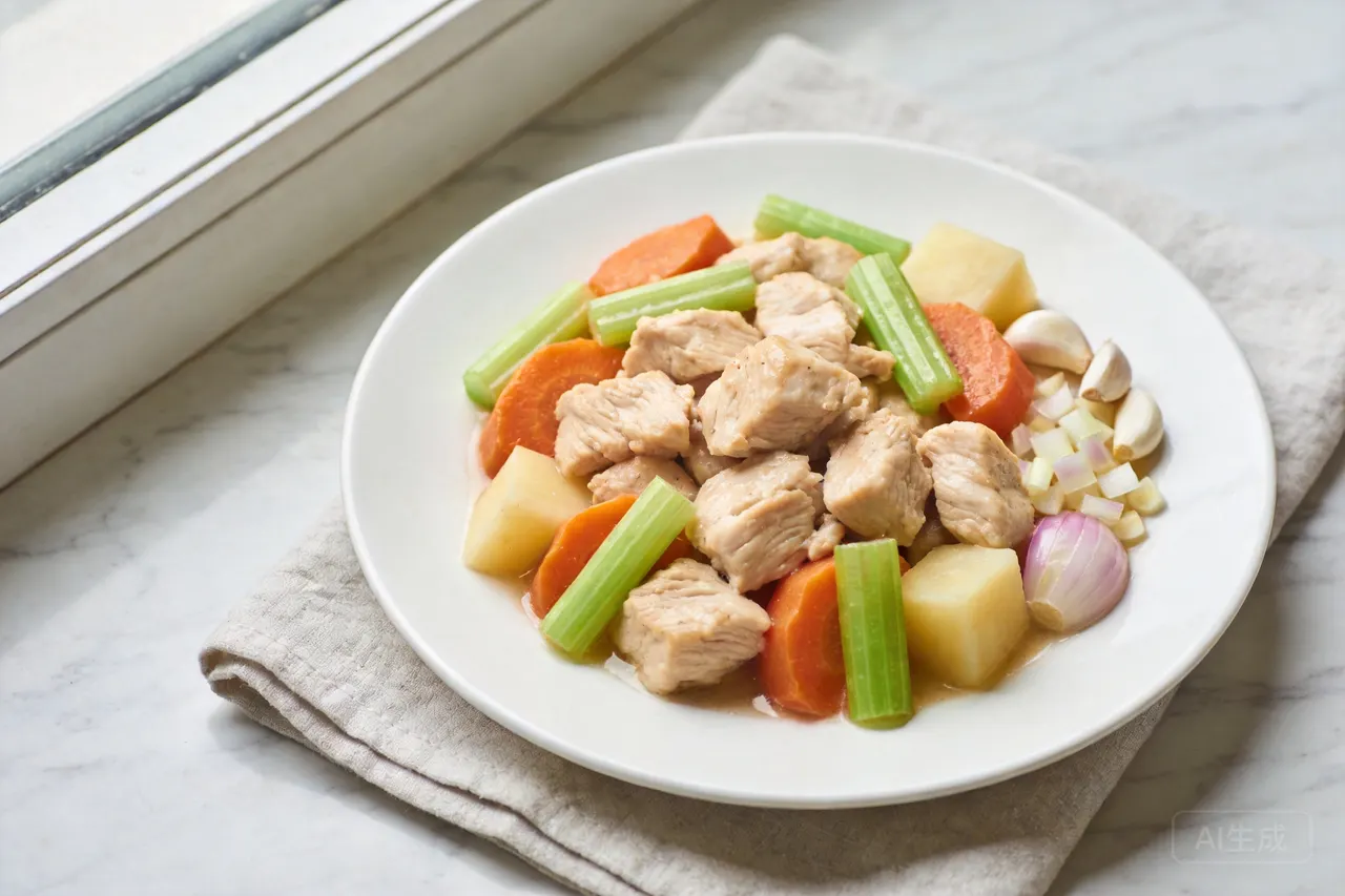 Slow Cooker Chicken and Vegetable Stew - 280 calorie dinner