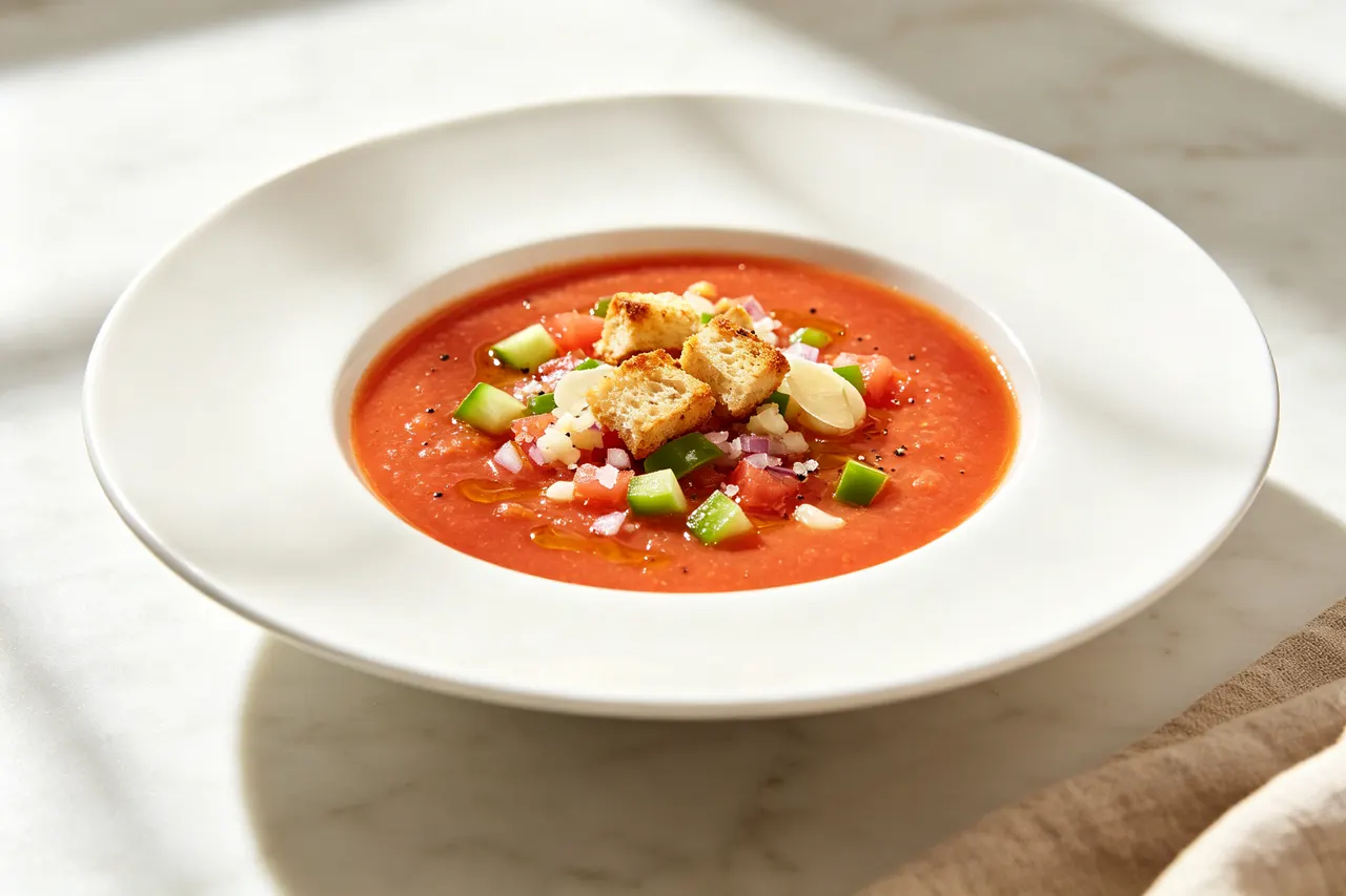 Spanish Gazpacho (Chilled Tomato Soup) - 160 calorie lunch