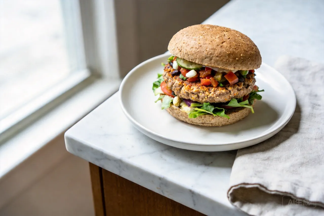 Turkey Burger with Bun - 560 calorie dinner