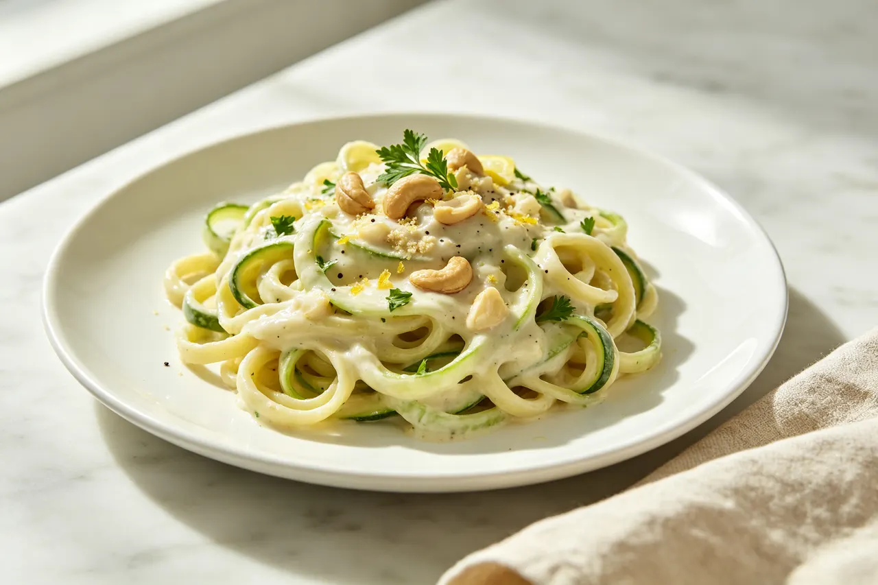 Vegan Cashew Alfredo - 380 calorie dinner