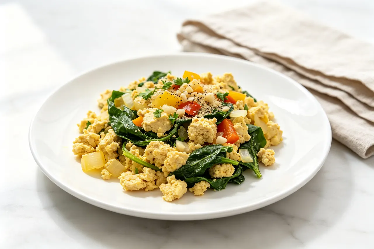 Vegan Tofu Scramble - 280 calorie breakfast